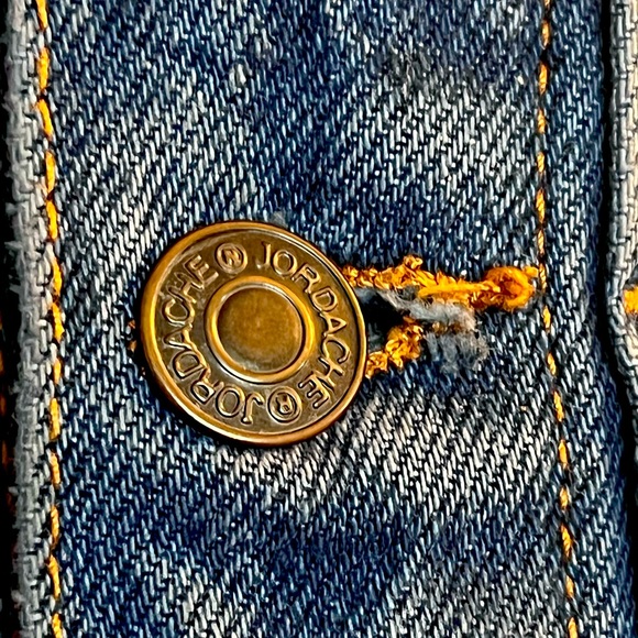 VINTAGE JORDACHE Jean Jacket Men's Medium Women's Large Blue - Picture 6 of 8